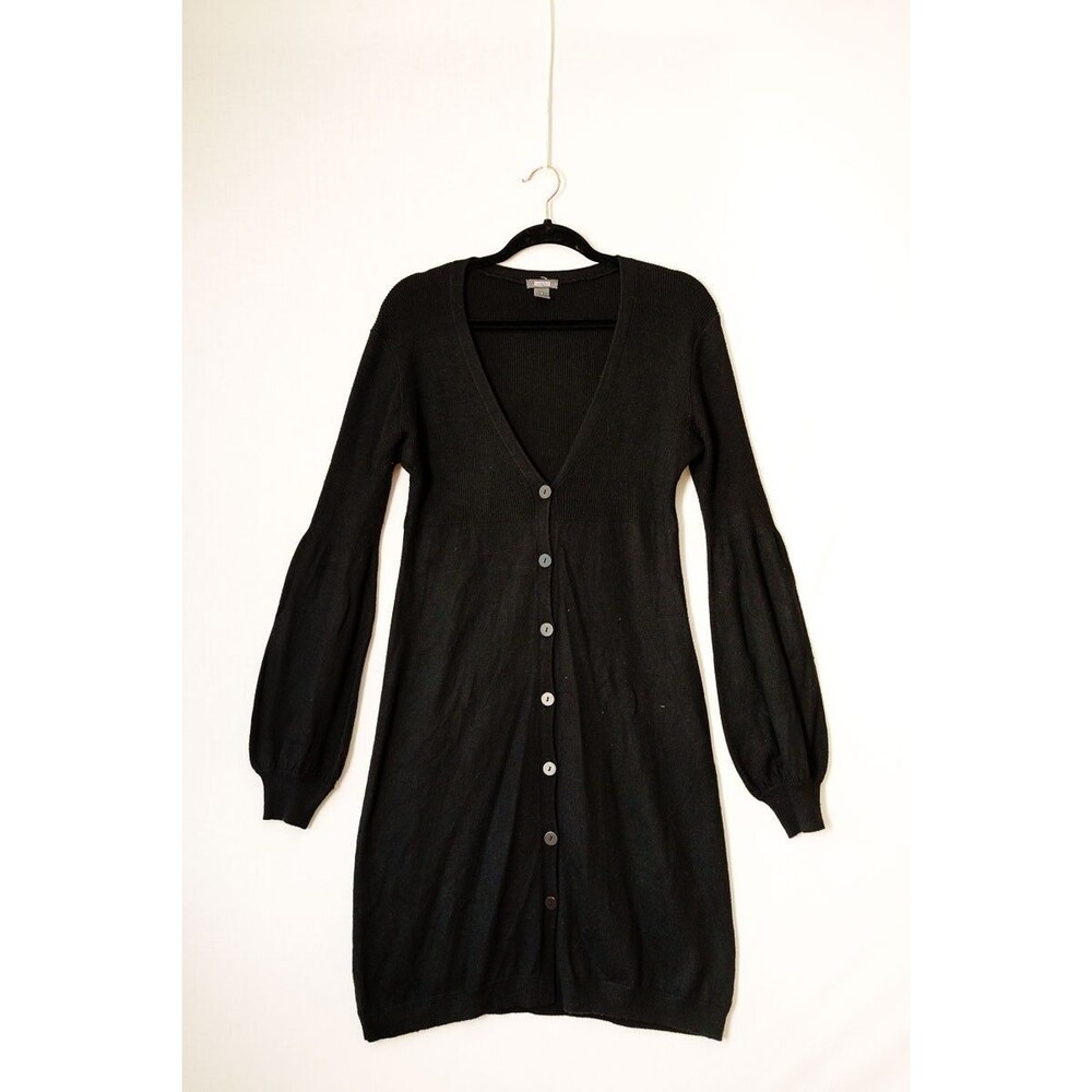 Kenneth Cole S Black knit sweater dress button up midi